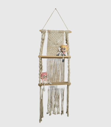 The Willow Weave Macrame Wall Shelf with Two Tiers