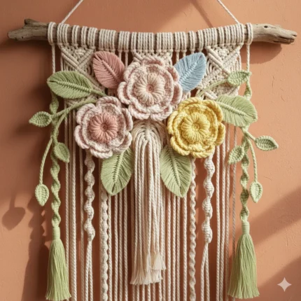 Unique Handmade Macramé Flower Wall Hanging