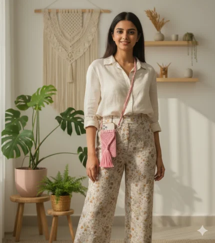 Bloom Pink Macramé Mobile Sling